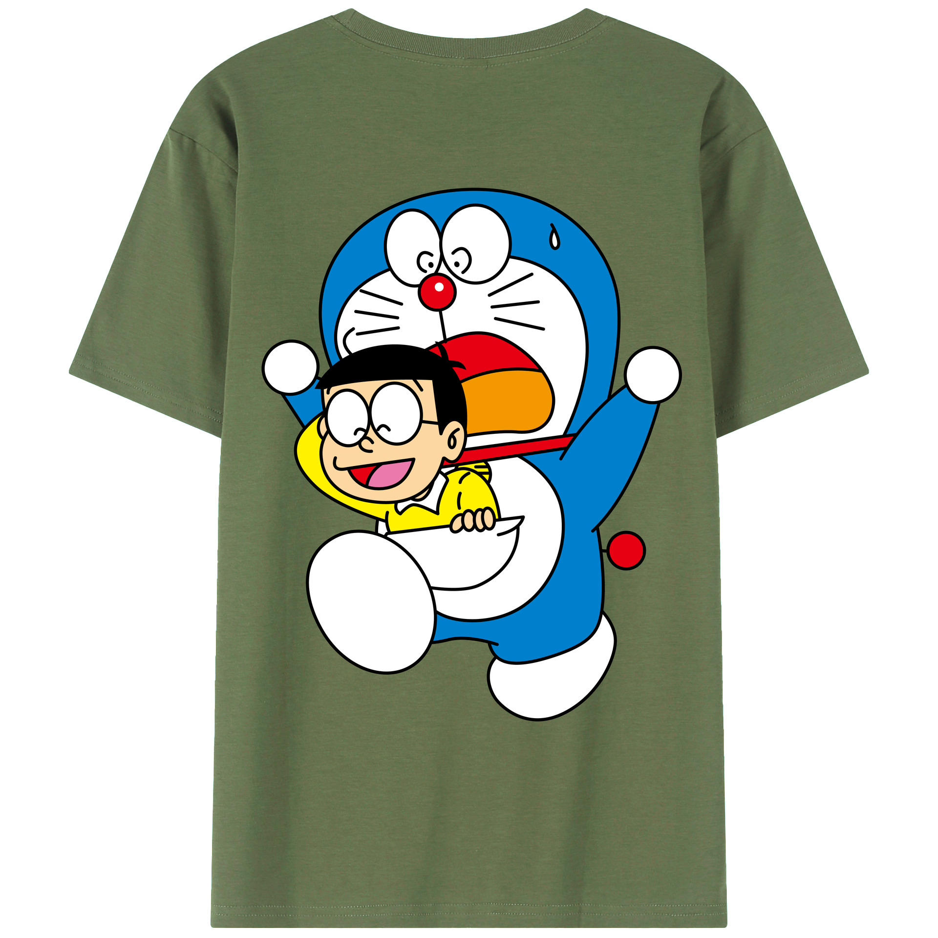 （画像用） ドラえもん Doraemon 綿100％ メンズ半袖Tシャツ（バックプリント） 通気性